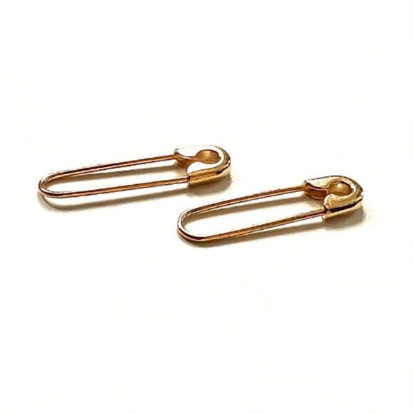 14k Real Gold Safety Pin earrings | Solid Gold Safety Pin Earrings | Minimal | - Picture 6 of 6
